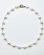 18" Small White Baroque Pearl Necklace with Two Tone Vermeil and Sterling Silver Diamond Clasp