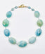 18" Hand-Cut Jumbo Faceted Oval Aquamarine Necklace with 18K Gold Vermeil Clasp