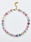 18" Smooth 13mm Pastel Fluorite Ball Necklace with Vermeil Clasp and Ext Chain