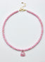 18" Pink Opal Rondelle With Gold Fill Pink Opal Pendant
