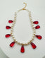 18" Pink Quartz 6mm White Freshwater Pearl Necklace Gold Fill