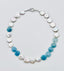 18" White Freshwater Coin Pearl and Hand Cut Aquamarine Necklace