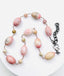 18" Salmon Pink Fossilized Coral and Natural Peruvian Turquoise Ball Necklace