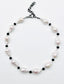 18" White Baroque Pearl and Matte Black Onyx Tube Necklace