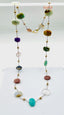 36" Multi Gemstone and Gold Filled Ball Necklace, 36" Length