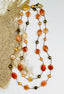 36" Red Aventurine, Freshwater Pearl, and Bronze Pyrite Necklace