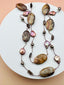 36" Petrified Wood, Smokey Quartz, Golden Pyrite and Bronze Organic Shaped Coin Pearl Necklace with Vermeil Clasp