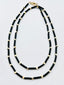 36" Tube Shaped Black Coral and Faceted Square Gold Fill Bead with Vermeil Clasp