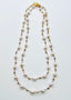 36" Extra Small White Freshwater Baroque Pearl and Gold Pyrite Necklace with a Vermeil Clasp