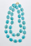 36" Faceted Rectangular Amazonite Necklace with Vermeil and Diamond Clasp