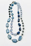 36" Kyanite Lapis Light Blue Quartz and Pyrite Necklace with Rhodium Sterling Silver Clasp