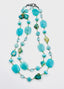 36" Faceted Amazonite, Peruvian, Opal and Green Amethyst Necklace