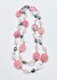 36" Pink Opal Rose Quartz and Silverite Necklace with Rhodium Sterling Silver Clasp
