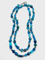 36" Apatite, London Blue Quartz and Kingman Turquoise Necklace with Sterling Silver Clasp