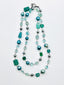 36" Teal Green Freshwater Baroque Pearl, Roman Glass, Pyrite, Fluorite, Green Topaz Necklace