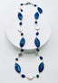 36" Sodalite, Faceted Lapis and Organic White Freshwater Coin Pearl Necklace