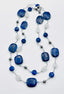 36" Faceted Lapis, Rainbow Moonstone and Pyrite Necklace with a Sterling Silver Clasp