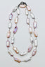 36" Pink, Purple and White Rectangular Freshwater Biwa Pearl Necklace