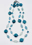 36" Smooth Apatite Coin and Blue Kyanite Slice Necklace