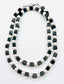 36" Smooth Black Onyx Cube and 10mm White Edison Pearl Necklace