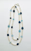 36" Aquamarine, Blue Topaz Lapis and 6mm Freshwater Pearl Combination with Sterling Silver Clasp