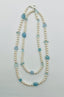 36" Aquamarine, Blue Topaz and 6mm Freshwater Pearl Combination with Sterling Silver Clasp