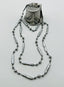 36" Grey Freshwater Pearl, Grey Stick Freshwater Pearl, Faceted White Pyrite Necklace with Sterling Silver Clasp