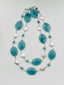 36" Large Blue Quartz, Coin Pearl, and Pyrite Necklace