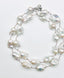 36" Lustrous Extra Large Organic Shaped White Baroque Pearl with Sterling Silver Organic Shaped Toggle Closure