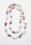 36" Large and XL White, Natural and Pink Baroque Pearl Combination Necklace with Diamond Clasp