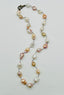 36" Natural, Pink, White Baroque Pearl Necklace with Large Sterling Silver Diamond Clasp