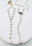 24" Adjustable Small White Baroque Pearl Lariat with Sterling Silver Diamond Clasp