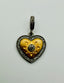 18K Gold Vermeil and Rhodium Diamond Small Matte Heart Pendant