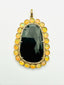 Black Spinel, Opal and Diamond Large Gold Vermeil Pendant