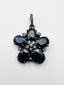 Blue Sapphire and Diamond Flower Sterling Silver Pendant