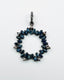 Baguette Blue Sapphire and Diamond Wreath Shaped Sterling Silver Pendant