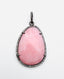 AAA Pink Opal and Diamond Oval Shaped Sterling Silver Pendant