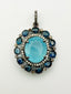 AAa Aquamarine Blue Sapphire and Diamond Oval Pendant