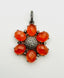 Carnelian and Pave Diamond Flower Pendant