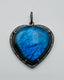 Blue Flash Labradorite Cabochon and Diamond Sterling Silver Heart Pendant