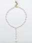 18" Small White Baroque Pearl Y Necklace with Gold Fill Clasp