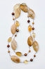 36" Petrified Coral, Citrine, and Freshwater Pearl Mix Necklace