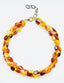 18" Triple Strand Flat Organic Amber Nugget and Faceted Gold Ball Quartz Necklace with Vermeil Clasp