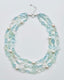 18" 3 Strand Faceted Aquamarine and White Freshwater Pearl Combination Necklace