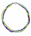 18" Triple Strand Rectangular Apatie, Iolite, and Peridot Necklace