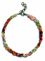 18" Triple Strand Faceted Multi Pink/Red Rose Quarts, Opal, and Rainbow Agate Necklace