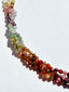 18" Triple Strand Faceted Multi Pink/Red Rose Quarts, Opal, and Rainbow Agate Necklace