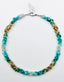 18" Triple Strand Faceted Sea Blue Green Peruvian Opal and Amazonite Necklace