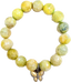 Faceted Yellow Marble Agate Bracelet with Two Tone Butterfly Charm, 7.35"