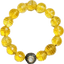 Faceted Yellow Agate Ball Bracelet with Two Tone Diamond Ball, 7.35"